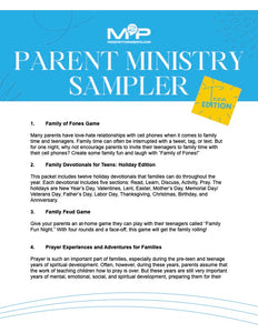 PARENT MINISTRY SAMPLER: YOUTH EDITION